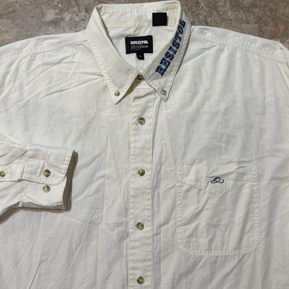 Resistol Rodeo Gear Shirt Mens XL White Long Sleeve Button Western Cowboy